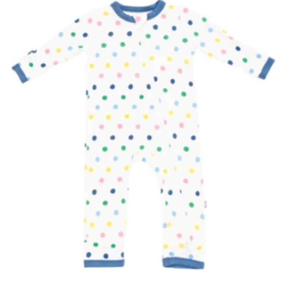 Kyte Blue Trim Polka Dot Onesie